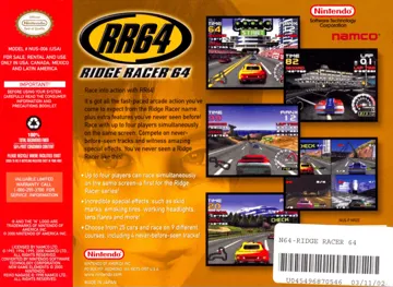 RR64 - Ridge Racer 64 (USA) box cover back